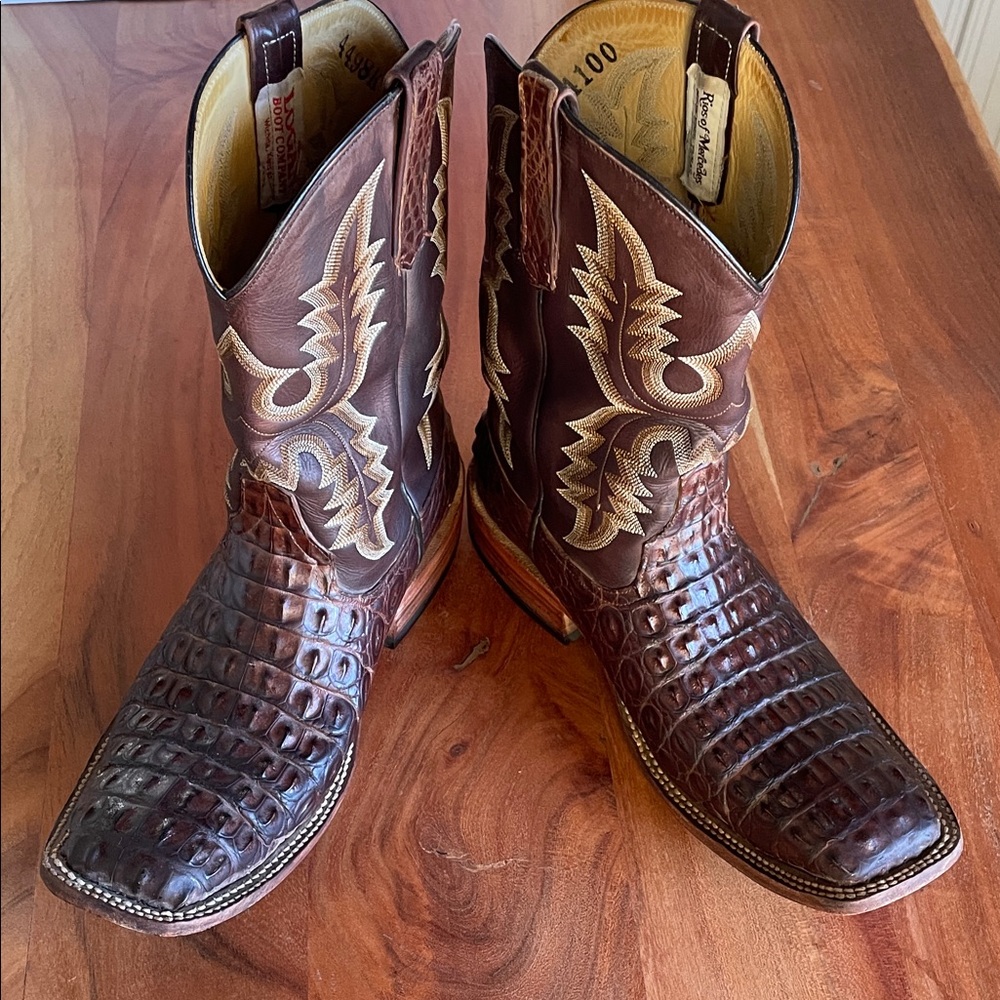 Rios of Mercedes Dark Brown Crocodile Cowboy Boots